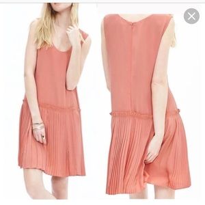 Banana Republic pleated peach dress.